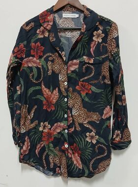Desmond & Dempsey womens medium pajama mini dress leopard